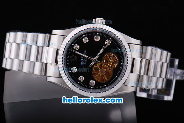 Rolex Datejust Toubillon Automatic with Black Dial and Diamond Marking - Click Image to Close